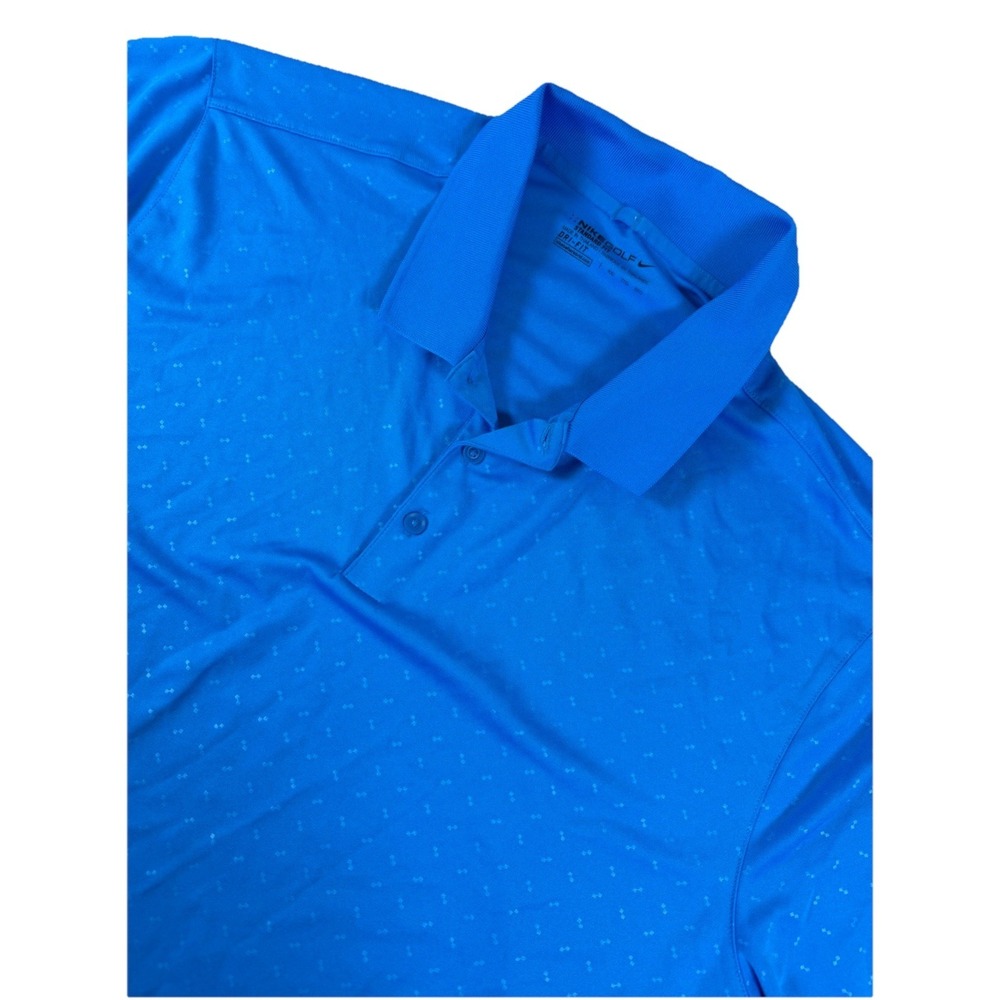 Nike Golf Dri Fit Polo Shirt Blue Micro Dot‎ Swoosh Performance Men's XXL
